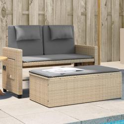 Banc inclinable de jardin avec coussins beige résine tressée alsavelo