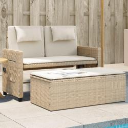 Banc inclinable de jardin avec coussins beige résine tressée alsavelo