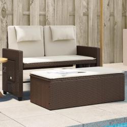 Banc inclinable de jardin avec coussins marron résine tressée