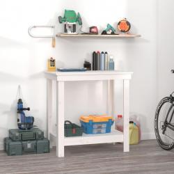 Banc de travail Blanc 80x50x80 cm Bois de pin massif alsavelo