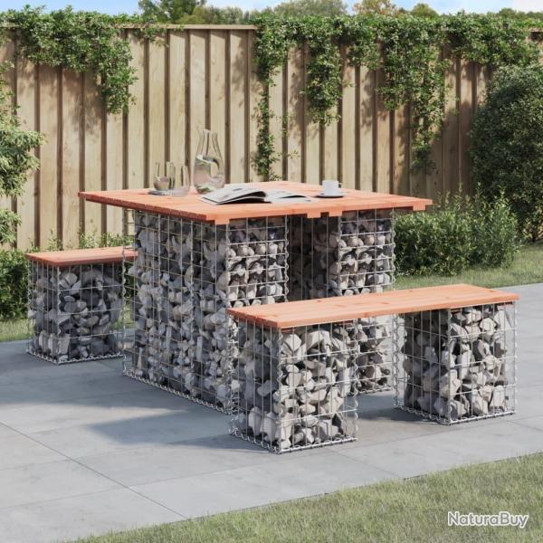 Banc jardin design gabion 100x102x72 cm bois massif de douglas alsavelo