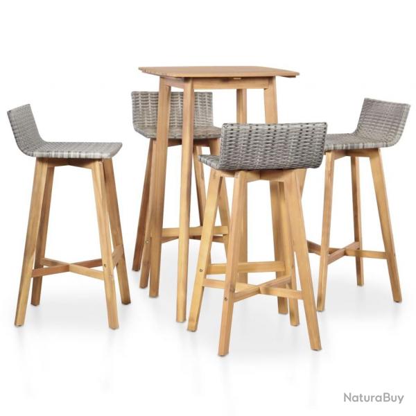 Ensemble  manger d'extrieur 5 pcs Bois d'acacia solide alsavelo