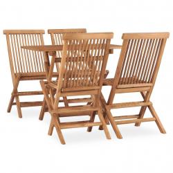 Ensemble à manger d'extérieur pliable 5 pcs Bois solide de teck alsavelo
