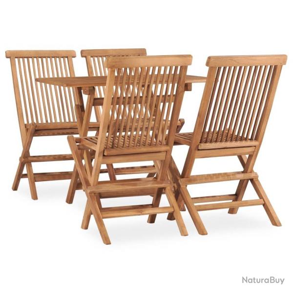 Ensemble  manger d'extrieur pliable 5 pcs Bois solide de teck alsavelo