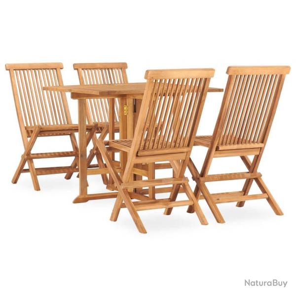 Ensemble  manger d'extrieur pliable 5 pcs Bois solide de teck alsavelo