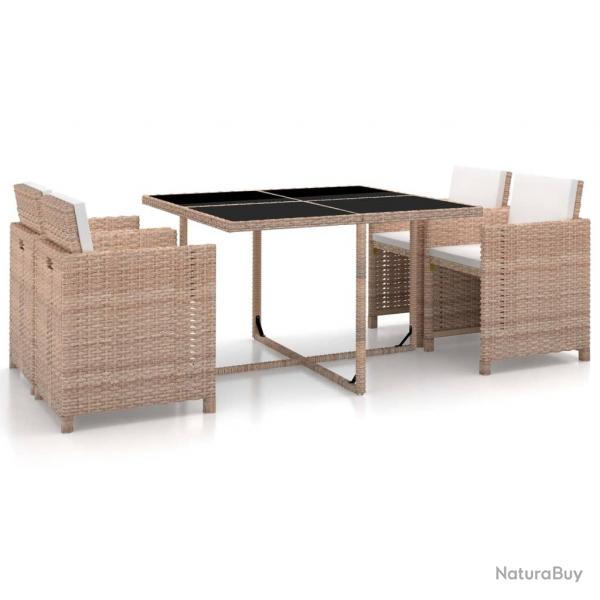 Ensemble  manger d'extrieur avec coussins 5 pcs Rotin Beige alsavelo