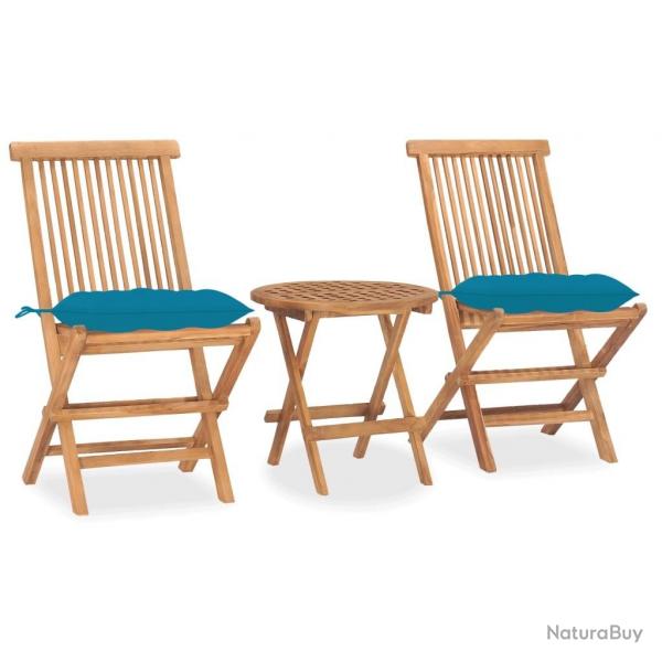 Ensemble  manger d'extrieur pliable avec coussin 3 pcs Teck alsavelo