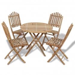 Ensemble à manger d'extérieur pliable 5 pcs Bambou alsavelo