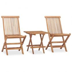 Ensemble à manger d'extérieur pliable 3 pcs bois de teck massif