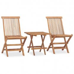 Ensemble à manger d'extérieur pliable 3 pcs bois de teck massif alsavelo