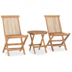 Ensemble à manger d'extérieur pliable 3 pcs bois solide de teck alsavelo