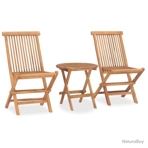 Ensemble  manger d'extrieur pliable 3 pcs bois solide de teck alsavelo