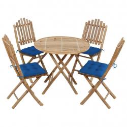 Ensemble à manger d'extérieur pliable 5pcs avec coussins Bambou alsavelo