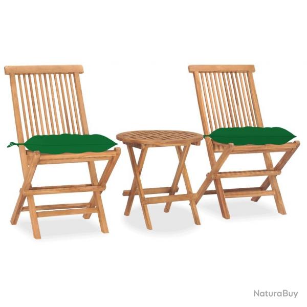 Ensemble  manger d'extrieur pliable avec coussin 3 pcs Teck alsavelo