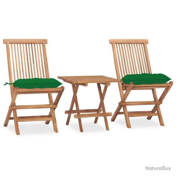 Ensemble  manger d'extrieur pliable avec coussin 3 pcs Teck alsavelo