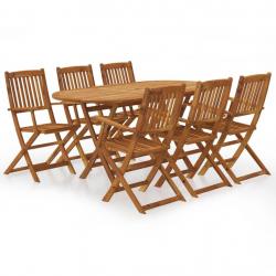 Ensemble à manger d'extérieur pliable 7pcs Bois d'acacia solide alsavelo