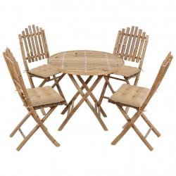 Ensemble à manger d'extérieur pliable 5pcs avec coussins Bambou alsavelo