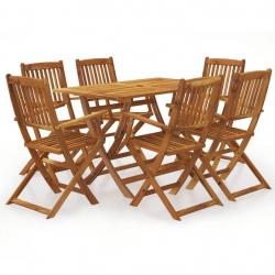 Ensemble à manger d'extérieur pliable 7pcs Bois d'acacia solide alsavelo