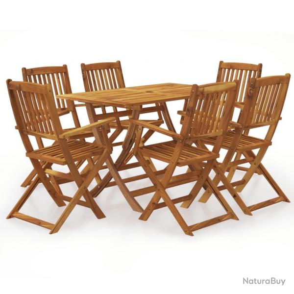 Ensemble  manger d'extrieur pliable 7pcs Bois d'acacia solide alsavelo