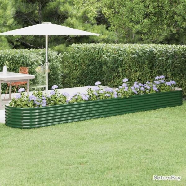 Lit surlev de jardin Acier enduit de poudre 440x80x36 cm Vert alsavelo