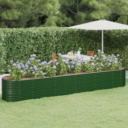 Lit surélevé de jardin Acier enduit de poudre 440x80x68 cm Vert alsavelo