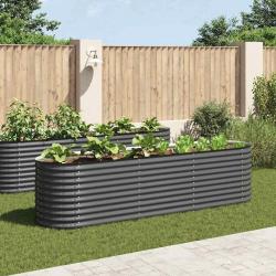 Lit surélevé de jardin 320x80x81 cm Acier galvanisé Gris alsavelo
