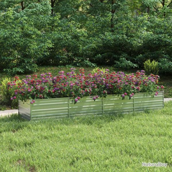 Lit surlev de jardin 320x80x45 cm Acier galvanis Argent alsavelo