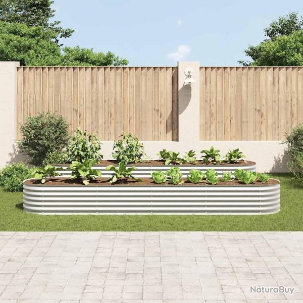 Lit surlev de jardin 400x80x44 cm Acier galvanis Argent alsavelo
