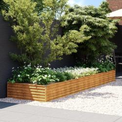 Lit surélevé de jardin 387x100x36 cm acier corten alsavelo