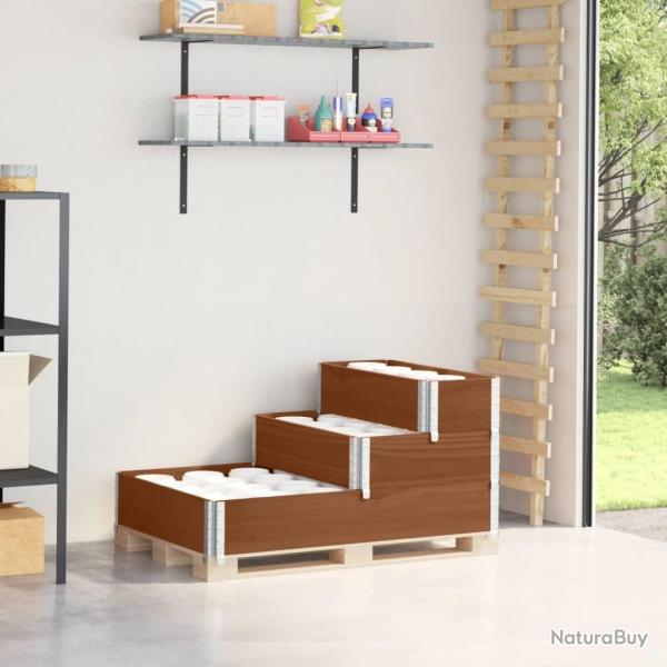 Lit surlev  3 niveaux marron 120x80 cm bois pin massif alsavelo