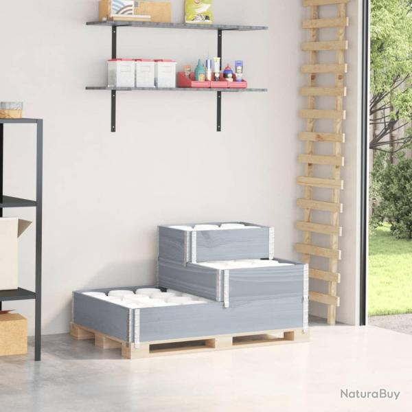 Lit surlev  3 niveaux gris 120x80 cm bois de pin massif alsavelo