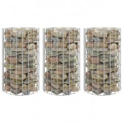 Lit surélevé à gabion circulaire 3 pcs Acier galvanisé Ø30x50cm alsavelo