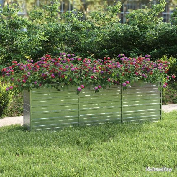 Lit surlev de jardin 240x40x77 cm Acier galvanis Argent alsavelo