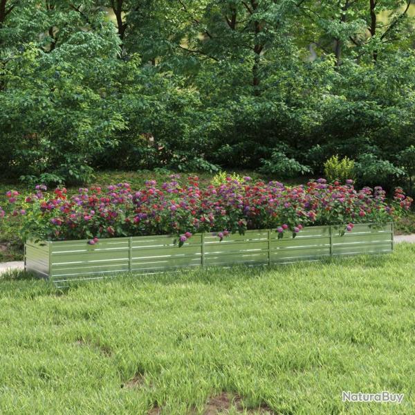 Lit surlev de jardin 400x80x45 cm Acier galvanis Argent alsavelo