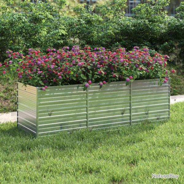 Lit surlev de jardin 240x80x77 cm Acier galvanis Argent alsavelo
