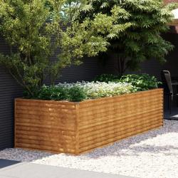 Lit surélevé de jardin 290x100x69 cm acier corten alsavelo