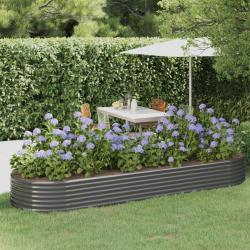 Lit surélevé de jardin Acier enduit de poudre 322x100x36cm gris alsavelo