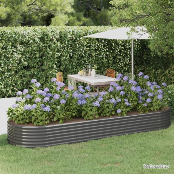Lit surlev de jardin Acier enduit de poudre 322x100x36cm gris alsavelo