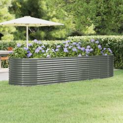 Lit surélevé de jardin Acier enduit de poudre 322x100x68cm gris alsavelo