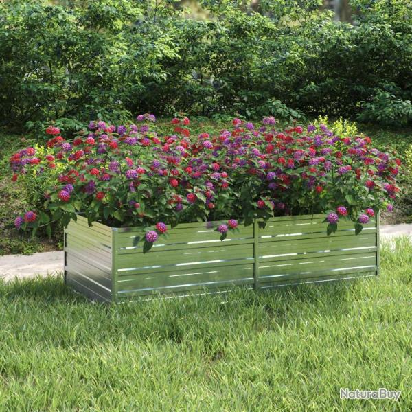 Lit surlev de jardin 160x80x45 cm Acier galvanis Argent alsavelo