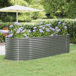 Lit surélevé de jardin Acier enduit de poudre 249x100x68cm gris alsavelo