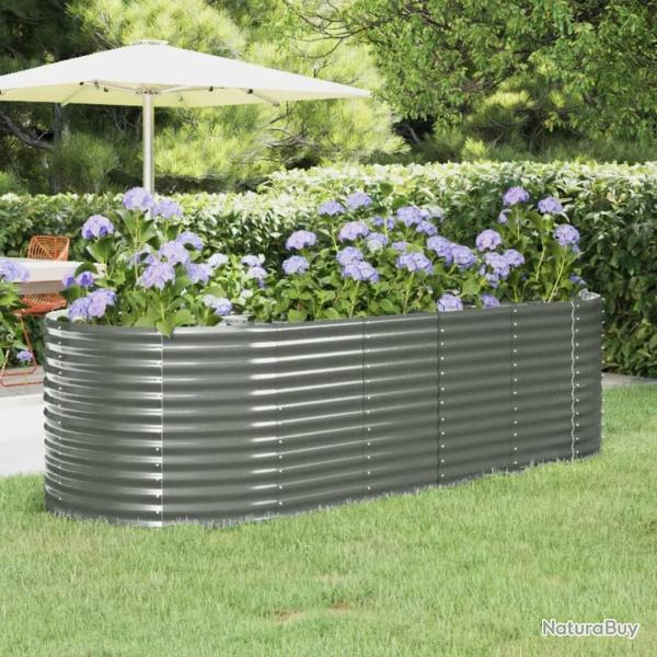 Lit surlev de jardin Acier enduit de poudre 249x100x68cm gris alsavelo