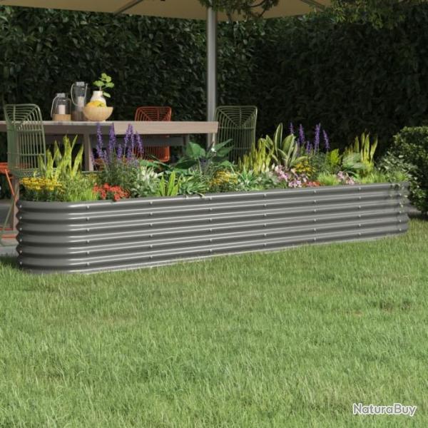 Lit surlev de jardin Acier enduit de poudre 260x40x36 cm gris