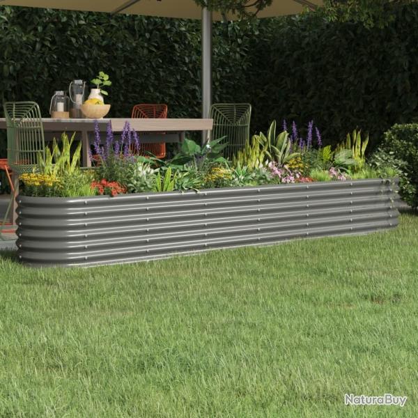 Lit surlev de jardin Acier enduit de poudre 260x40x36 cm gris alsavelo