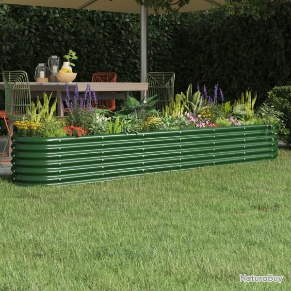 Lit surlev de jardin Acier enduit de poudre 260x40x36 cm Vert alsavelo