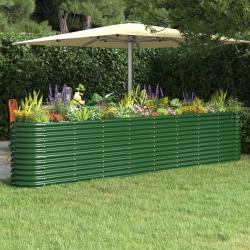 Lit surélevé de jardin Acier enduit de poudre 332x40x68 cm Vert alsavelo