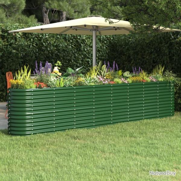 Lit surlev de jardin Acier enduit de poudre 332x40x68 cm Vert alsavelo
