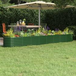 Lit surélevé de jardin Acier enduit de poudre 332x40x36 cm Vert alsavelo