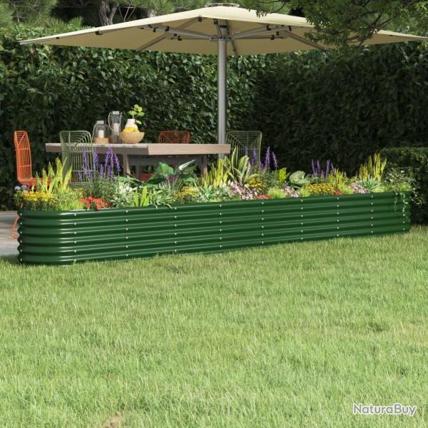 Lit surlev de jardin Acier enduit de poudre 332x40x36 cm Vert alsavelo