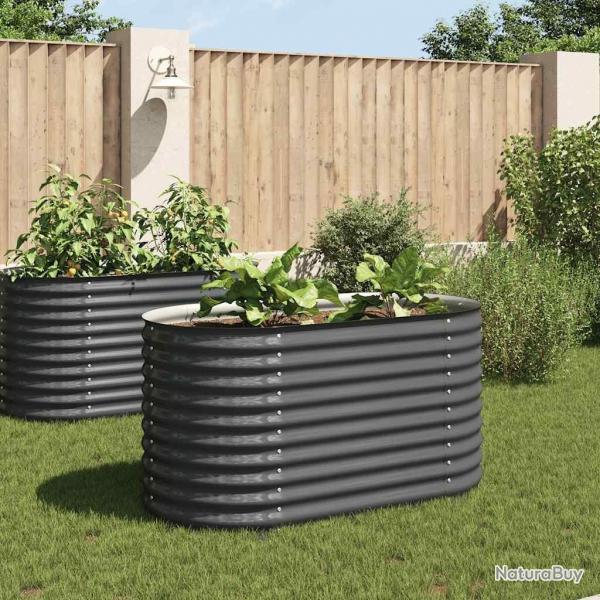 Lit surlev de jardin 160x80x81 cm Acier galvanis Gris alsavelo